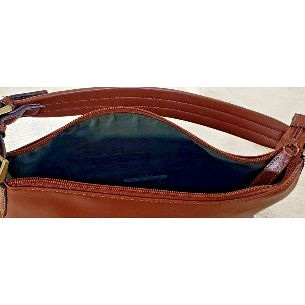 Nine & Company Faux Leather Small Brown Purse Handbag Short Strap Zipper Closure